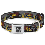 Dog Bone Seatbelt Buckle Collar - Hot Rod w/Flames