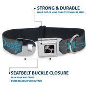 Dog Bone Seatbelt Buckle Collar - Holiday Snowflakes Gray/Blue