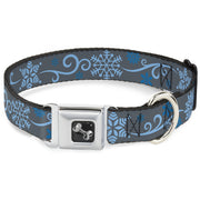Dog Bone Seatbelt Buckle Collar - Holiday Snowflakes Gray/Blue