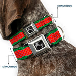 Dog Bone Seatbelt Buckle Collar - Holiday Trim Stripe Green/Red