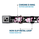 Dog Bone Seatbelt Buckle Collar - Heart & Cross Bones w/Splatter Black/White