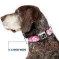 Load image into Gallery viewer, Dog Bone Seatbelt Buckle Collar - Hibiscus Neon Pink/White