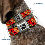 Dog Bone Seatbelt Buckle Collar - Hot Dogs/Buffalo Plaid Black/Red