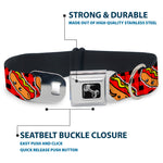 Dog Bone Seatbelt Buckle Collar - Hot Dogs/Buffalo Plaid Black/Red