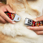 Dog Bone Seatbelt Buckle Collar - Hot Dogs/Buffalo Plaid Black/Red