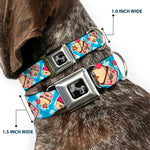 Dog Bone Seatbelt Buckle Collar - Happy Cupcakes Buffalo Plaid White/Blue