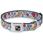 Dog Bone Seatbelt Buckle Collar - Happy Cupcakes Buffalo Plaid White/Blue