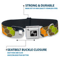 Load image into Gallery viewer, Dog Bone Seatbelt Buckle Collar - Honeycomb Greens/Orange