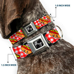 Dog Bone Seatbelt Buckle Collar - Hot Dogs Buffalo Plaid White/Red