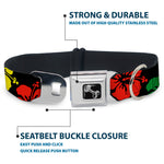 Dog Bone Seatbelt Buckle Collar - Hibiscus CLOSE-UP Black/Green/Yellow/Red