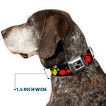Dog Bone Seatbelt Buckle Collar - Hibiscus CLOSE-UP Black/Green/Yellow/Red