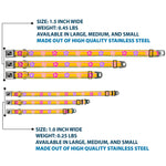 Dog Bone Seatbelt Buckle Collar - Hibiscus w/Stripes Gold/Multi Pastel