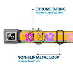 Dog Bone Seatbelt Buckle Collar - Hibiscus w/Stripes Gold/Multi Pastel