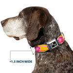 Dog Bone Seatbelt Buckle Collar - Hibiscus w/Stripes Gold/Multi Pastel
