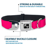 Dog Bone Black/Silver Seatbelt Buckle Collar - Hot Pink PMS 219