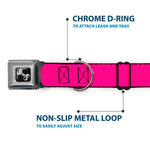 Dog Bone Black/Silver Seatbelt Buckle Collar - Hot Pink PMS 219