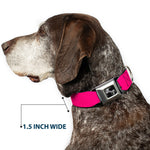 Dog Bone Black/Silver Seatbelt Buckle Collar - Hot Pink PMS 219