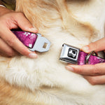Dog Bone Seatbelt Buckle Collar - Hibiscus Collage White/Pinks
