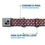Dog Bone Seatbelt Buckle Collar - Houndstooth Navy/Orange/White