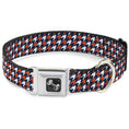 Load image into Gallery viewer, Dog Bone Seatbelt Buckle Collar - Houndstooth Navy/Orange/White