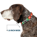 Dog Bone Seatbelt Buckle Collar - Hibiscus & Plumerias Turquoise/Green/Red/White