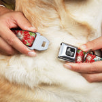 Dog Bone Seatbelt Buckle Collar - Hibiscus & Plumerias Turquoise/Green/Red/White