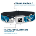 Load image into Gallery viewer, Dog Bone Seatbelt Buckle Collar - Hibiscus Collage White/Blues