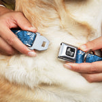 Dog Bone Seatbelt Buckle Collar - Hibiscus Collage White/Blues