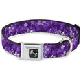 Load image into Gallery viewer, Dog Bone Seatbelt Buckle Collar - Hibiscus Collage Purple Shades