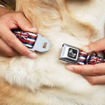 Dog Bone Seatbelt Buckle Collar - Hawaii Flags Weathered Blue/Red/White