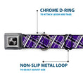 Load image into Gallery viewer, Dog Bone Seatbelt Buckle Collar - Houndstooth Gray/Purple/White