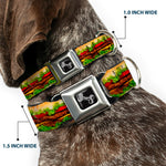 Dog Bone Seatbelt Buckle Collar - Hamburger Vivid