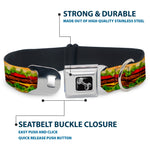 Dog Bone Seatbelt Buckle Collar - Hamburger Vivid