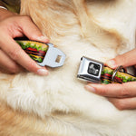 Dog Bone Seatbelt Buckle Collar - Hamburger Vivid