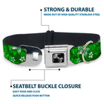 Dog Bone Seatbelt Buckle Collar - Hibiscus Collage Green Shades