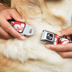 Dog Bone Seatbelt Buckle Collar - Hibiscus Light Red/White