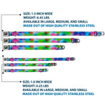 Dog Bone Seatbelt Buckle Collar - Halftone Dots Light Blue/Blues/Greens/Pinks