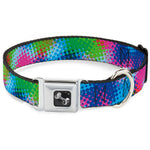 Dog Bone Seatbelt Buckle Collar - Halftone Dots Light Blue/Blues/Greens/Pinks