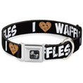 Load image into Gallery viewer, Dog Bone Seatbelt Buckle Collar - I Heart Waffles Text
