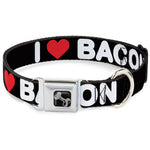 Dog Bone Seatbelt Buckle Collar - I HEART BACON Text