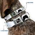 Load image into Gallery viewer, Dog Bone Seatbelt Buckle Collar - I "Heart Mustache" White/Black/Red