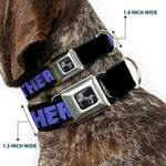 Dog Bone Seatbelt Buckle Collar - I SEE WHAT YOU DID THERE Weathered Black/Purple