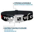 Load image into Gallery viewer, Dog Bone Black/Silver Seatbelt Buckle Collar - I LOVE YOU BUT I'VE CHOSEN DUBSTEP Black/White/Red