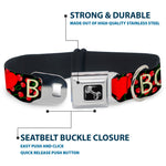 Dog Bone Seatbelt Buckle Collar - I Heart BOYS Black/Cherries