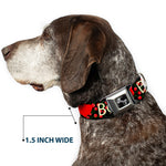 Dog Bone Seatbelt Buckle Collar - I Heart BOYS Black/Cherries