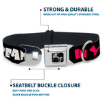 Dog Bone Seatbelt Buckle Collar - IN YOUR DREAMS! Black/White/Pink