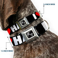 Load image into Gallery viewer, Dog Bone Seatbelt Buckle Collar - I "Heart" HATERS Black/White/Red