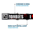 Load image into Gallery viewer, Dog Bone Seatbelt Buckle Collar - I "HEART" ZOMBIES Black/White/Red Splatter