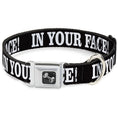 Load image into Gallery viewer, Dog Bone Seatbelt Buckle Collar - IN YOUR FACE Black/White