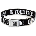 Dog Bone Seatbelt Buckle Collar - IN YOUR FACE Black/White